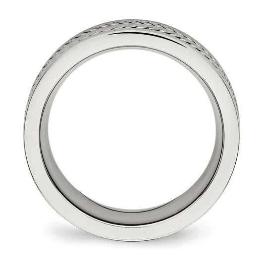 Chisel Stainless Steel Brushed and Polished Twisted 7mm Band