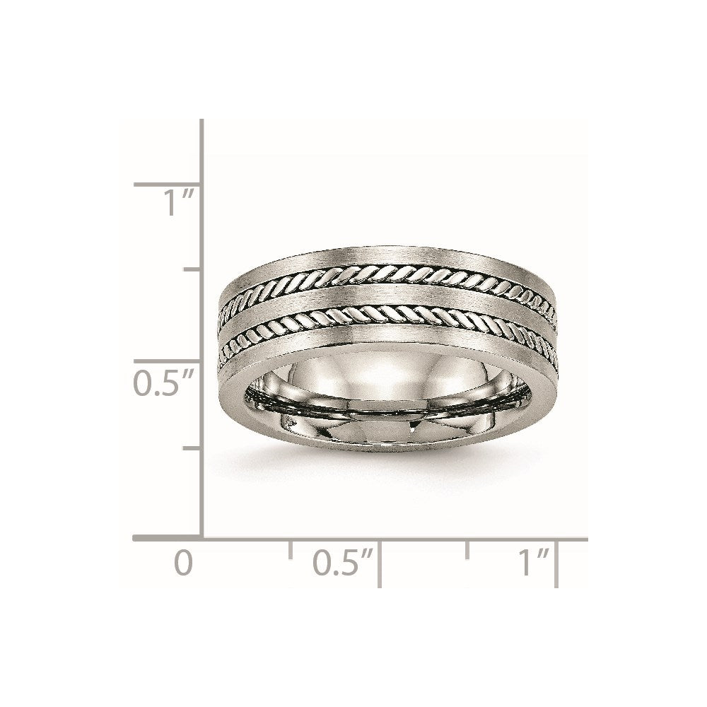 Chisel Stainless Steel Brushed and Polished Twisted 7mm Band