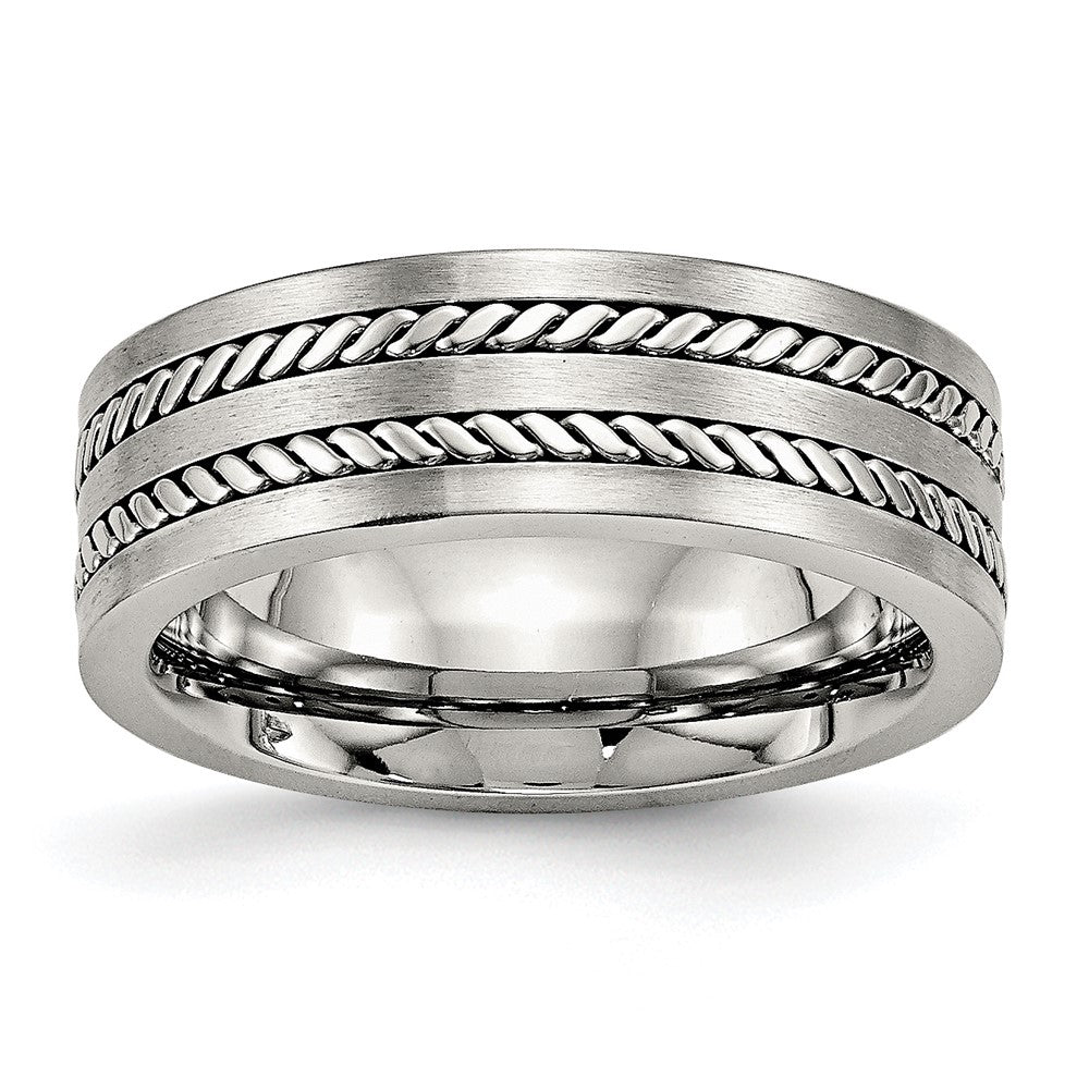 Chisel Stainless Steel Brushed and Polished Twisted 7mm Band