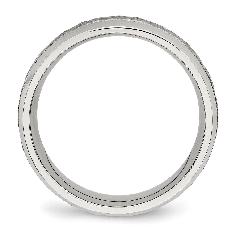 Chisel Stainless Steel Brushed Polished and Hammered 7.5mm Band