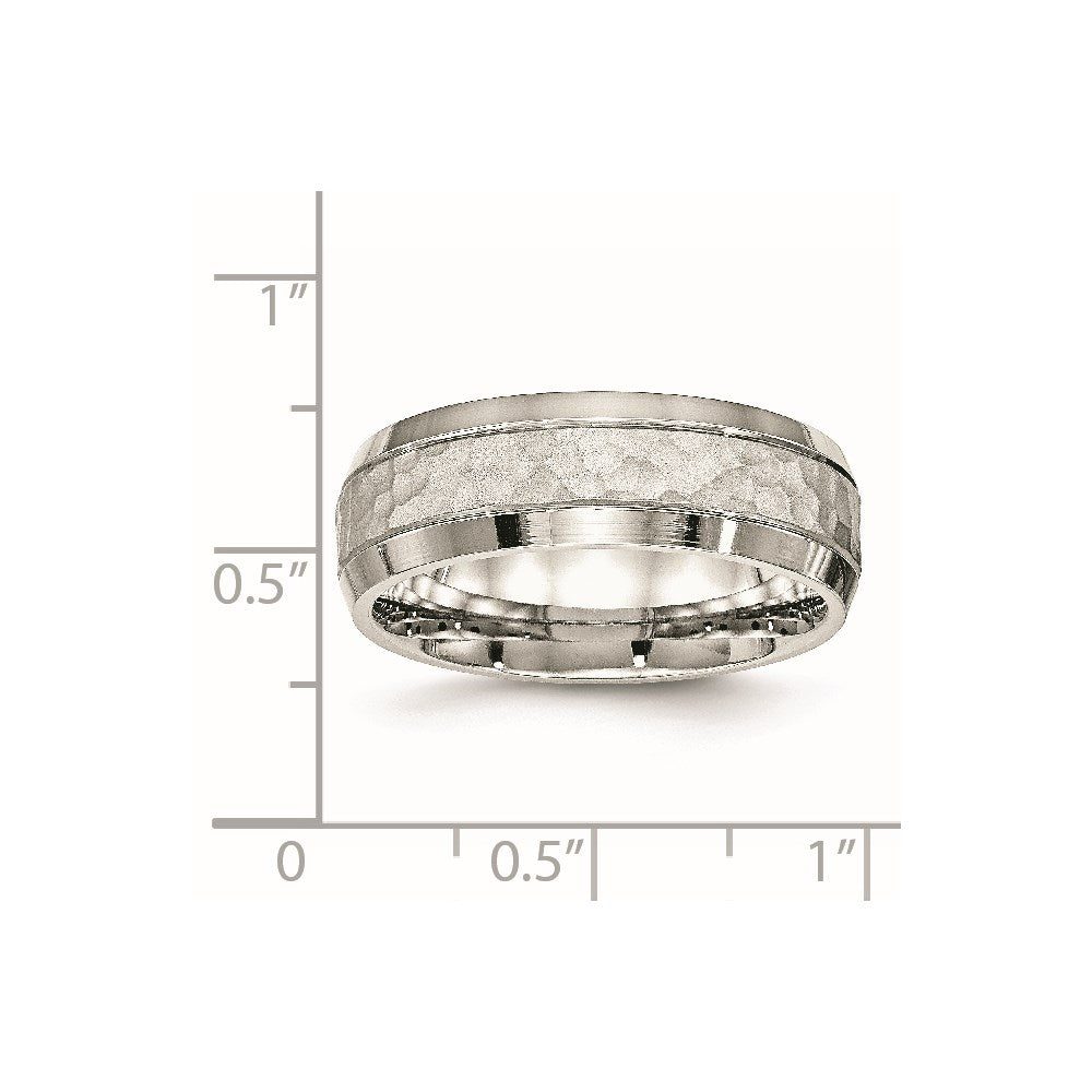 Chisel Stainless Steel Brushed Polished and Hammered 7.5mm Band