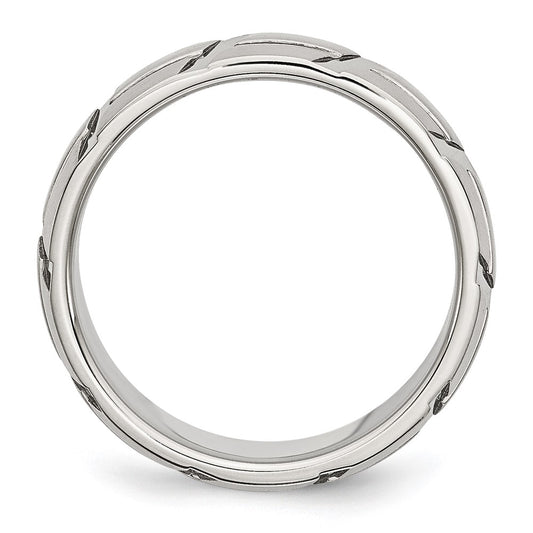 Chisel Stainless Steel Brushed and Polished 8mm Grooved Band