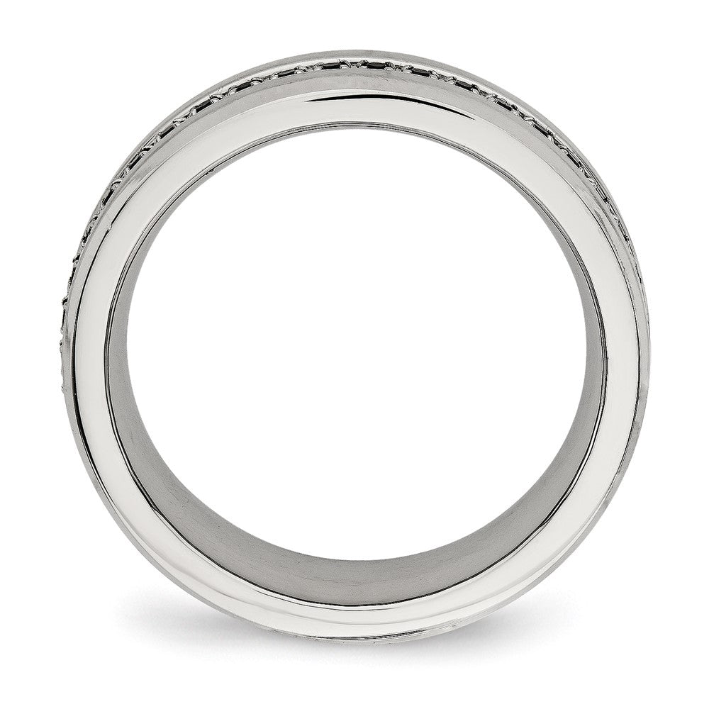 Chisel Stainless Steel Brushed and Polished Black CZ 6.5mm Band