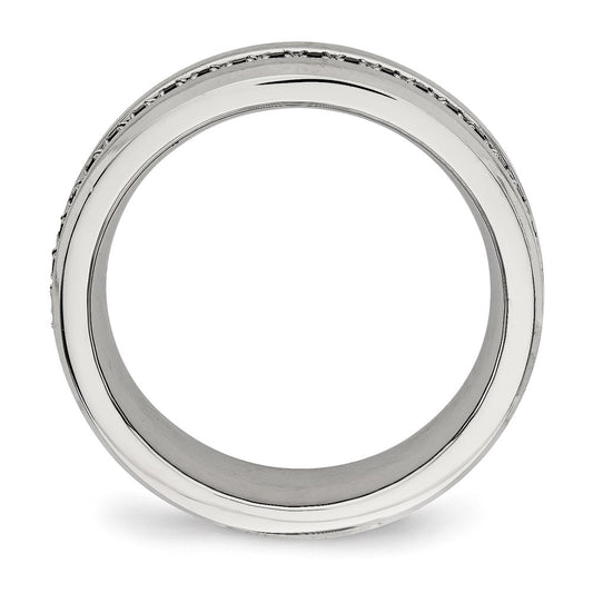 Chisel Stainless Steel Brushed and Polished Black CZ 6.5mm Band