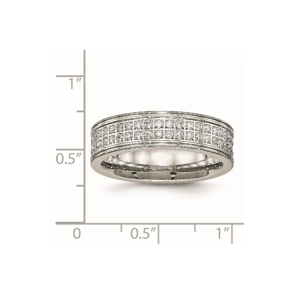Chisel Stainless Steel Polished with CZ 6.5mm Band