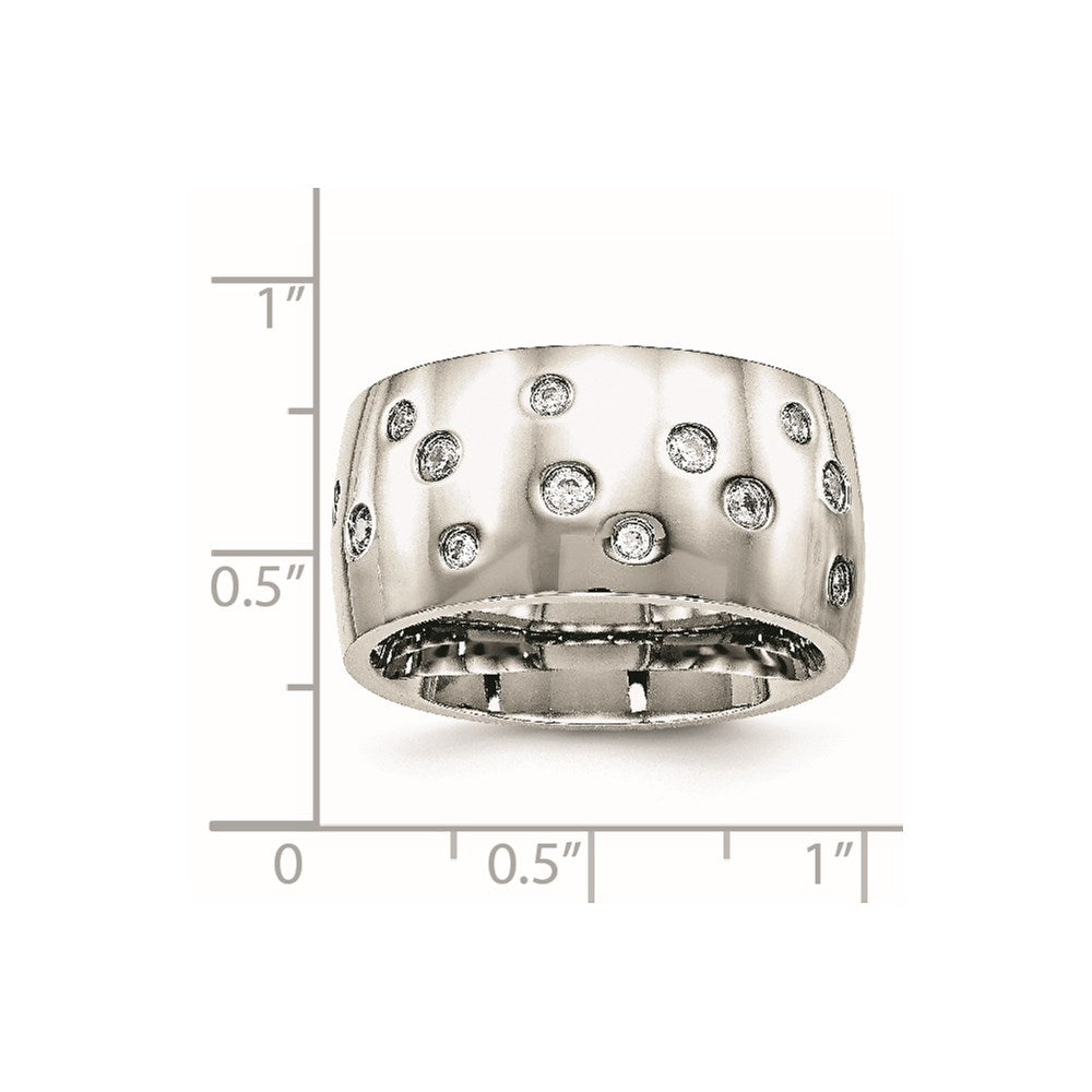 Chisel Stainless Steel Polished CZ 12mm Band