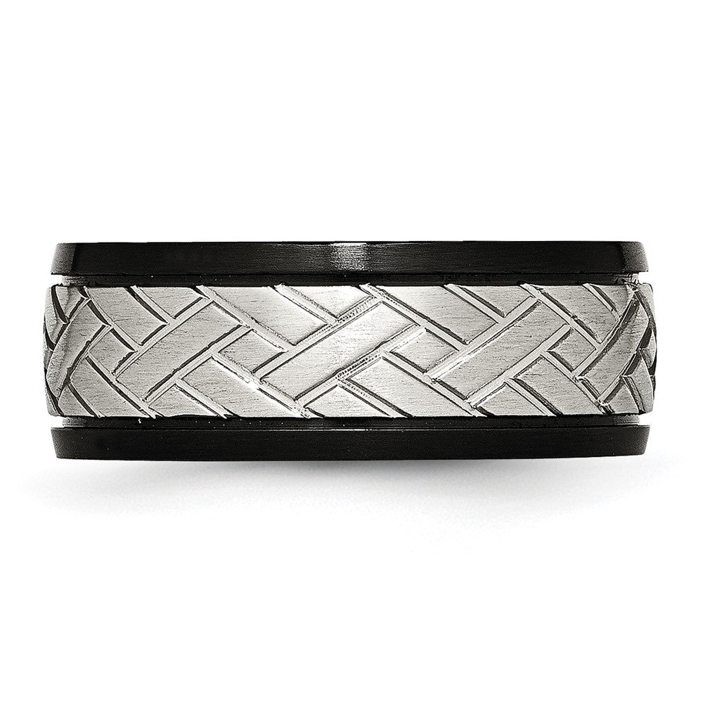 Chisel Stainless Steel Brushed Black IP-plated 8mm Grooved Band