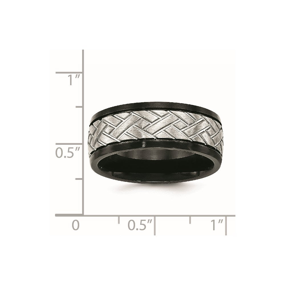 Chisel Stainless Steel Brushed Black IP-plated 8mm Grooved Band