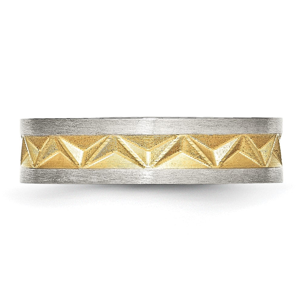 Chisel Stainless Steel Brushed Yellow IP-plated 6mm Grooved Band