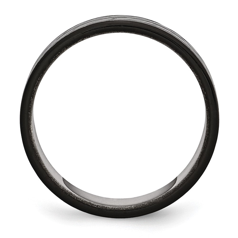 Chisel Stainless Steel Polished Black IP-plated Diamond-Cut 8mm Band