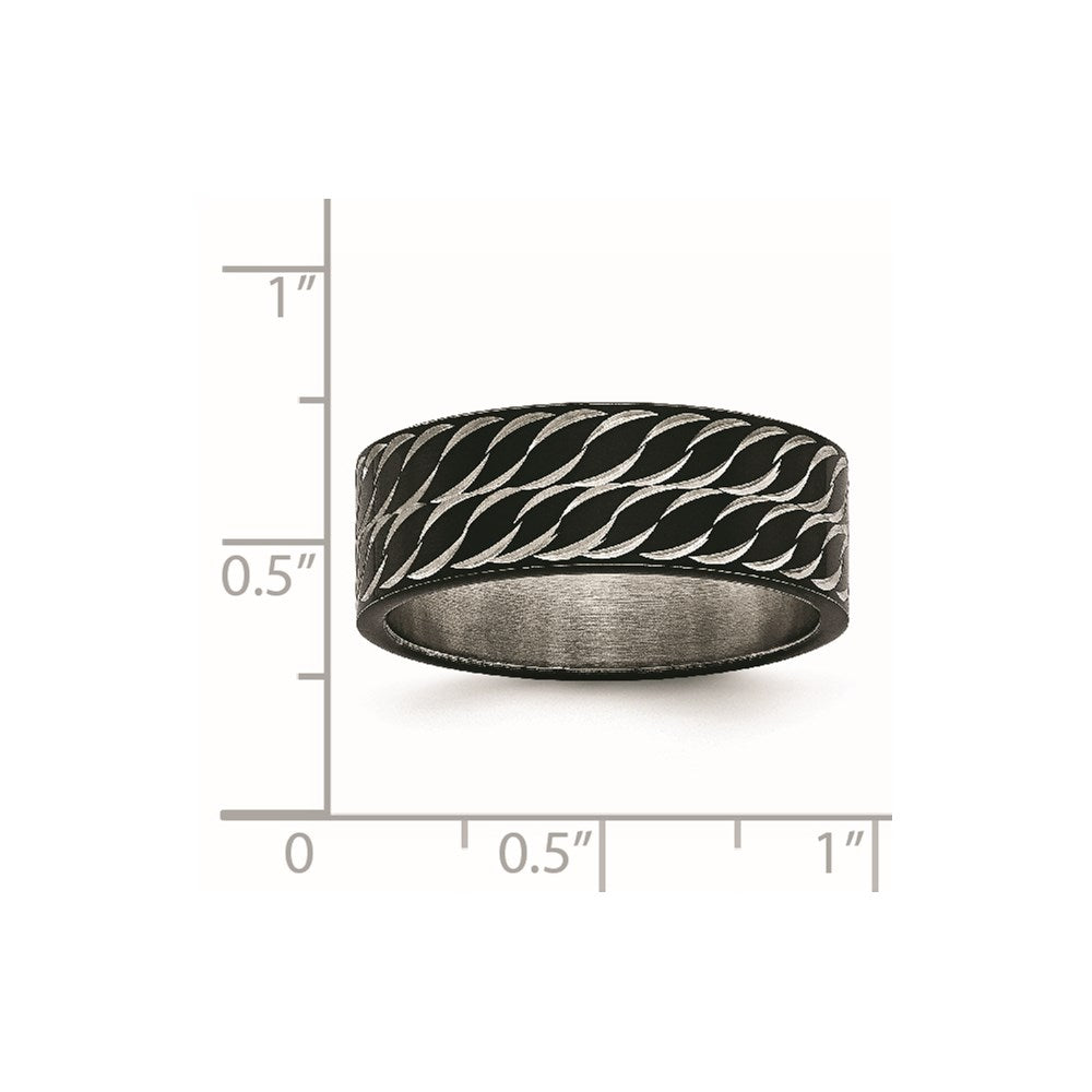 Chisel Stainless Steel Polished Black IP-plated Diamond-Cut 8mm Band