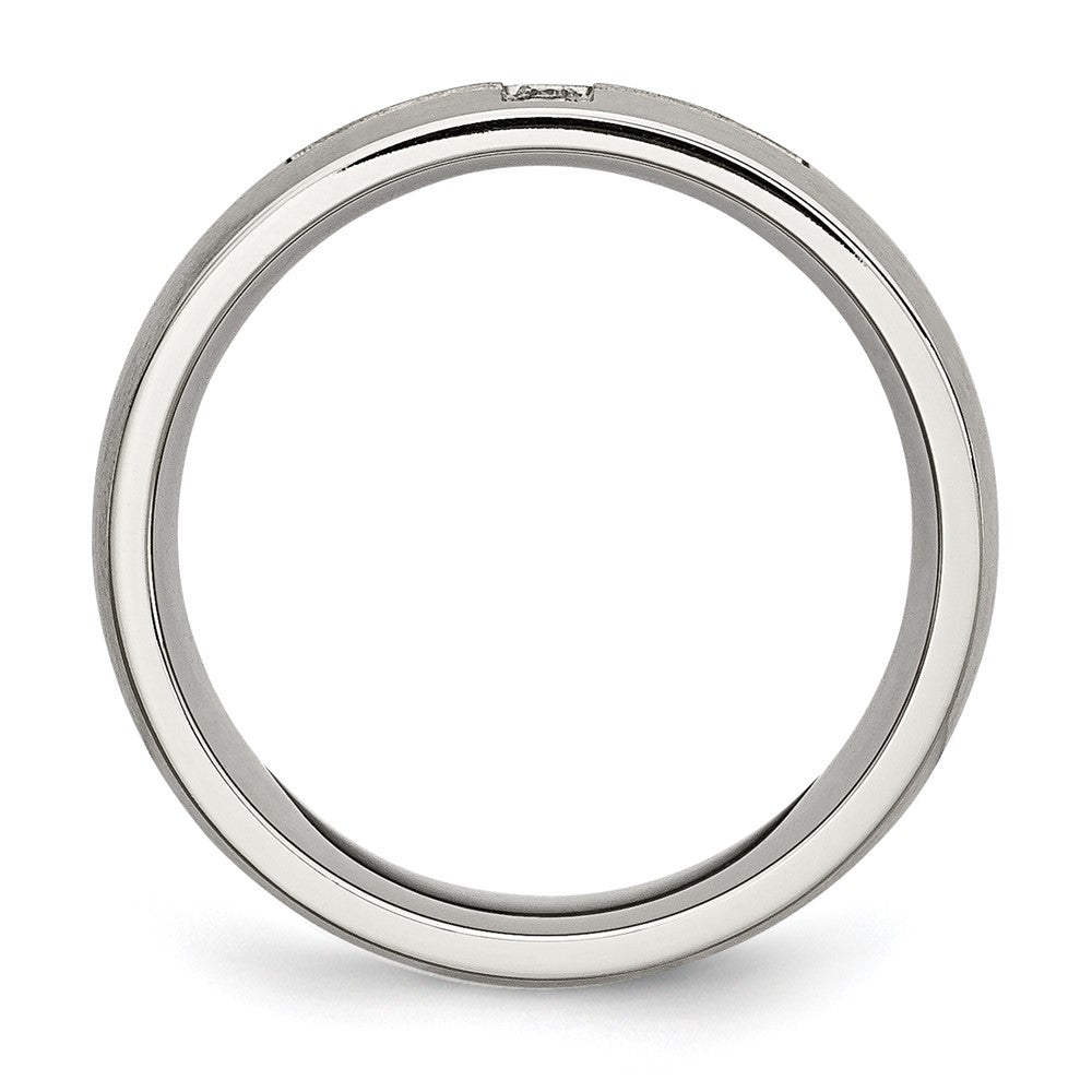 Chisel Stainless Steel Brushed with CZ Cross 7.75mm Band