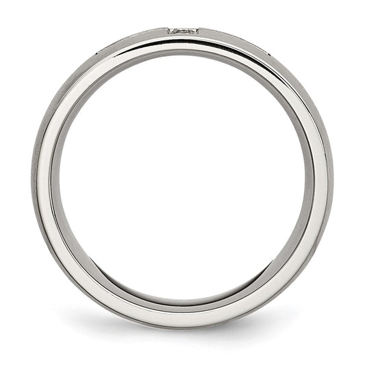 Chisel Stainless Steel Brushed with CZ Cross 7.75mm Band