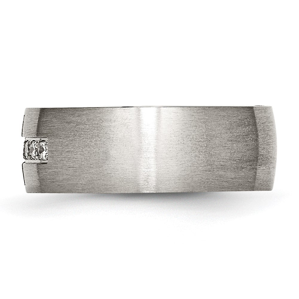 Chisel Stainless Steel Brushed with CZ Cross 7.75mm Band