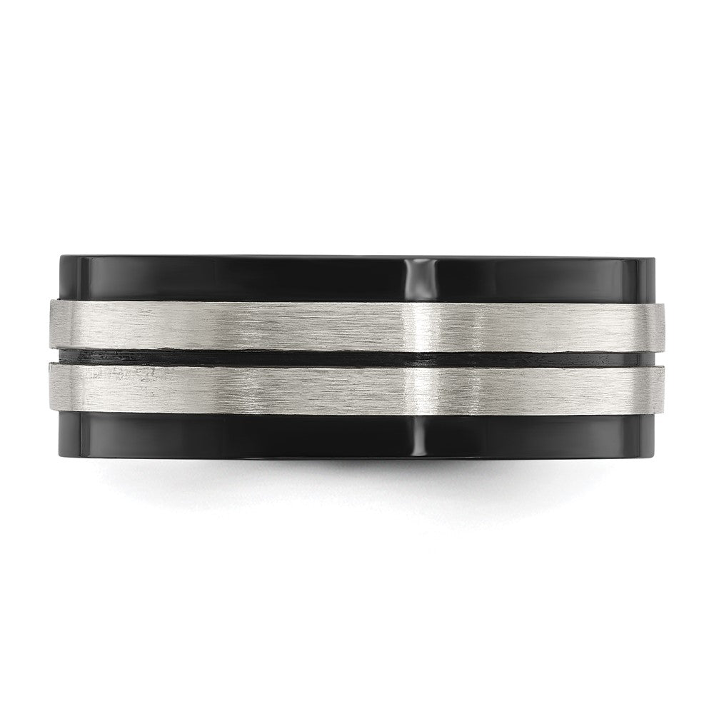 Chisel Stainless Steel Brushed and Polished Black IP-plated 8mm Band