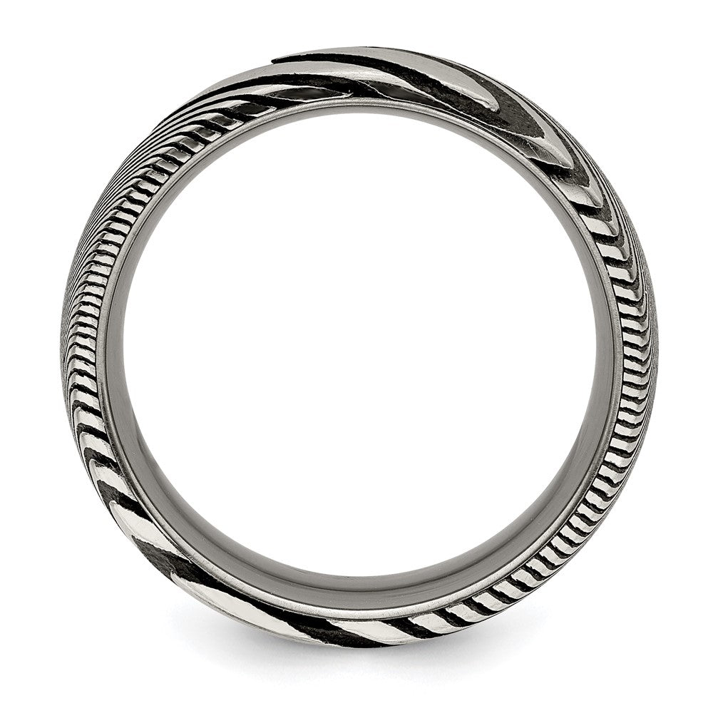 Chisel Damascus Steel Polished 8mm Band