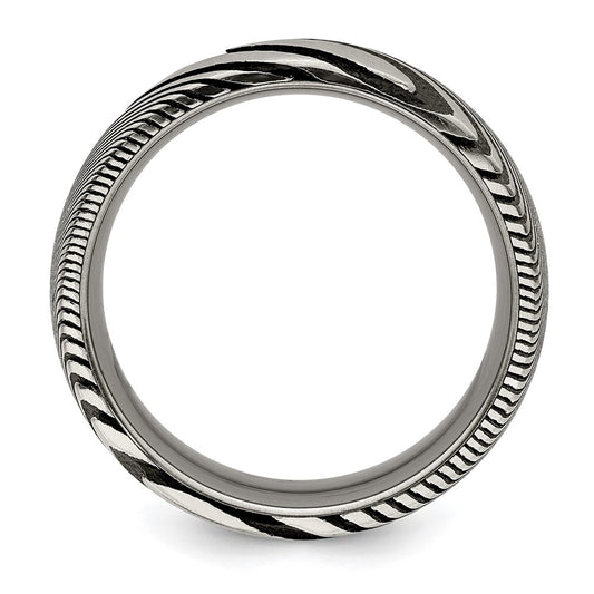 Chisel Damascus Steel Polished 8mm Band