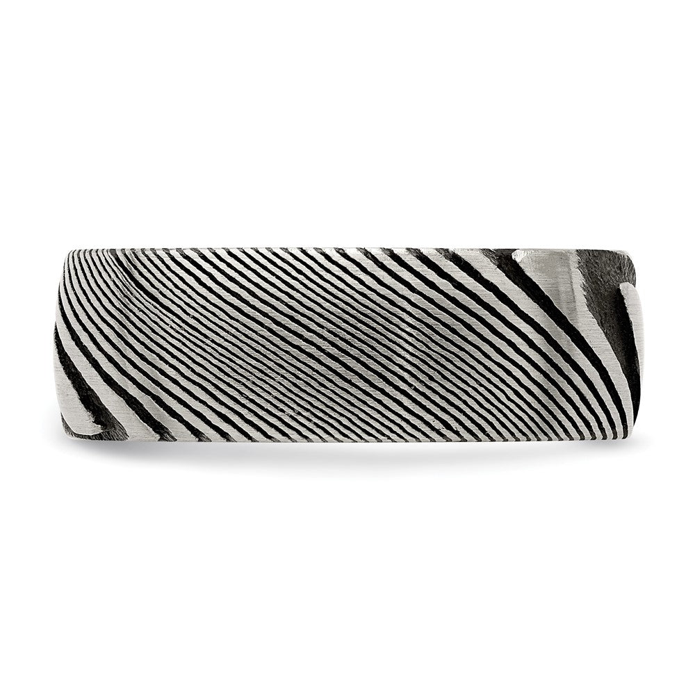 Chisel Damascus Steel Polished 8mm Band