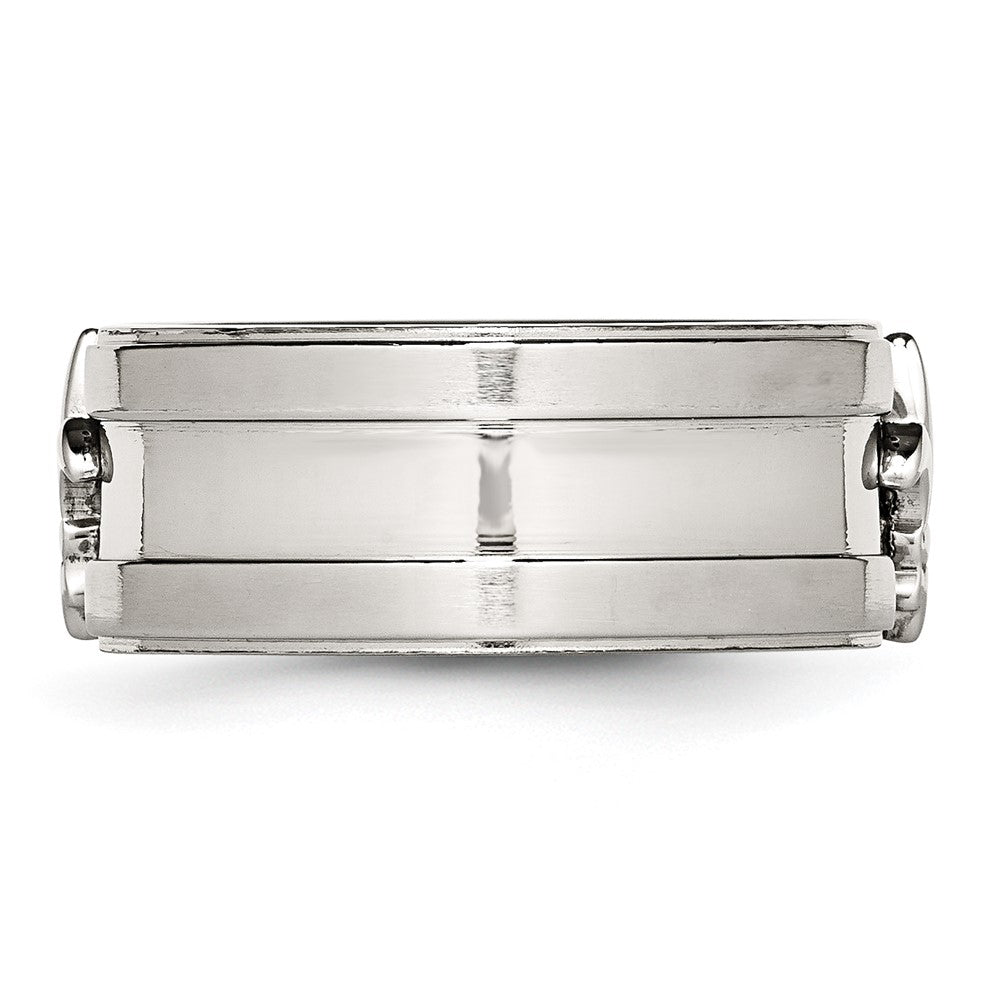 Chisel Stainless Steel Brushed and Polished Fleur de lis 10mm Band