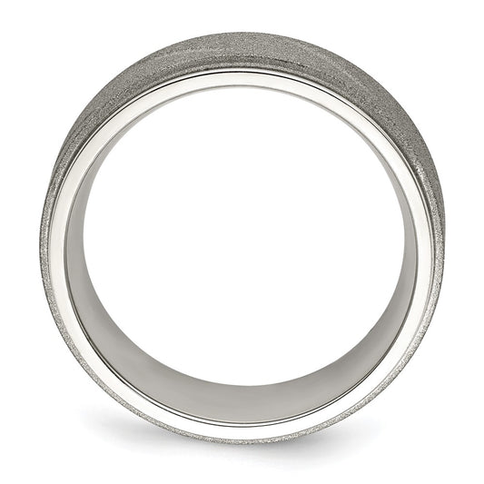 Chisel Stainless Steel Polished and Satin Ridged Edge 8mm Band