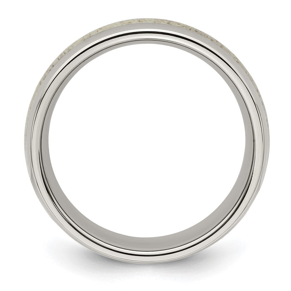 Chisel Stainless Steel Polished with Antler Inlay 8mm Band