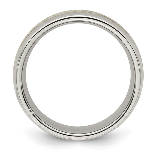 Chisel Stainless Steel Polished with Antler Inlay 8mm Band