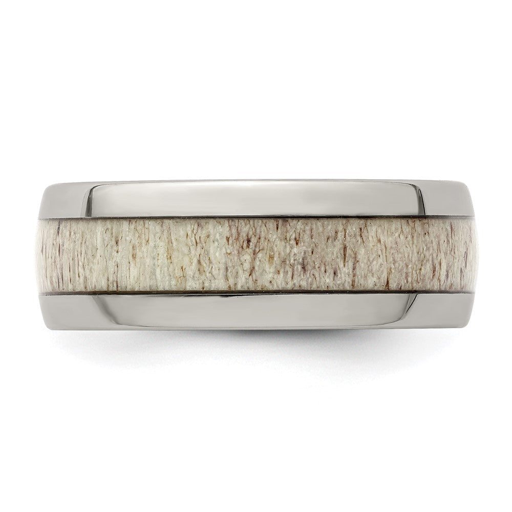 Chisel Stainless Steel Polished with Antler Inlay 8mm Band