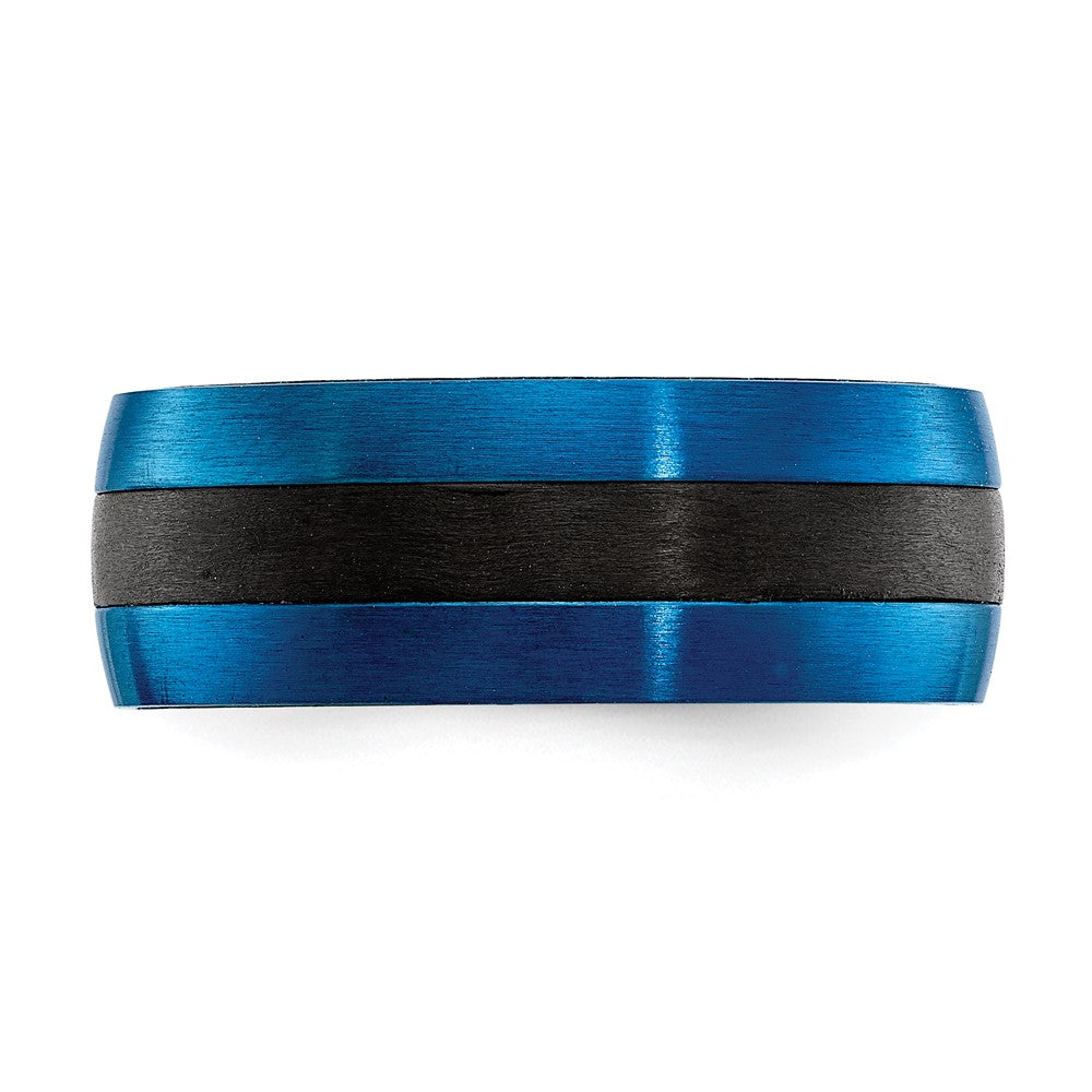 Chisel Black Carbon Fiber with Brushed Blue IP-plated Stainless Steel 8mm Band
