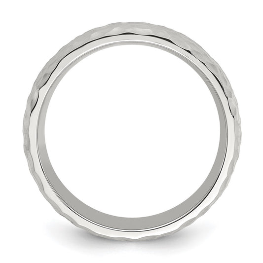Chisel Stainless Steel Brushed and Polished Hammered 7.5mm Band
