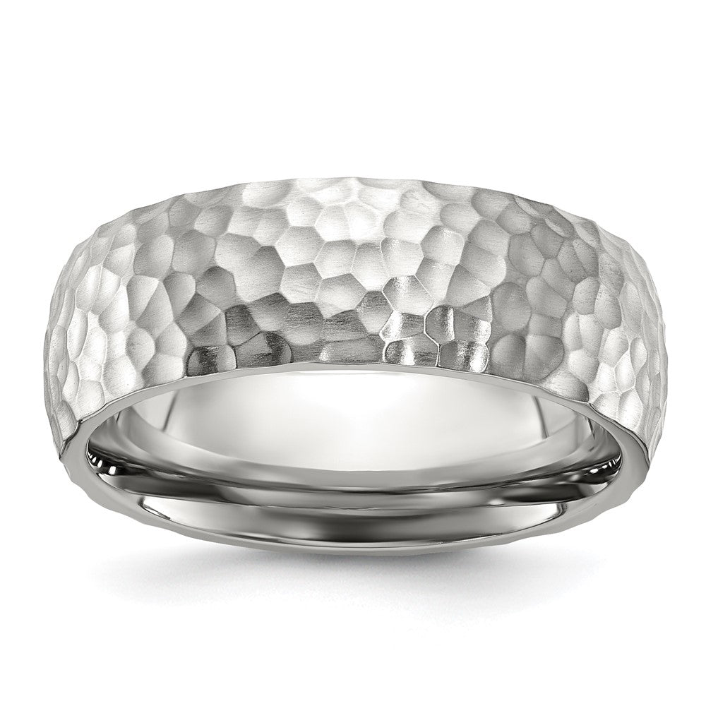Chisel Stainless Steel Brushed and Polished Hammered 7.5mm Band