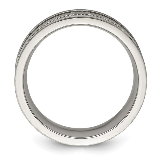 Chisel Stainless Steel Polished and Beaded 7mm Band