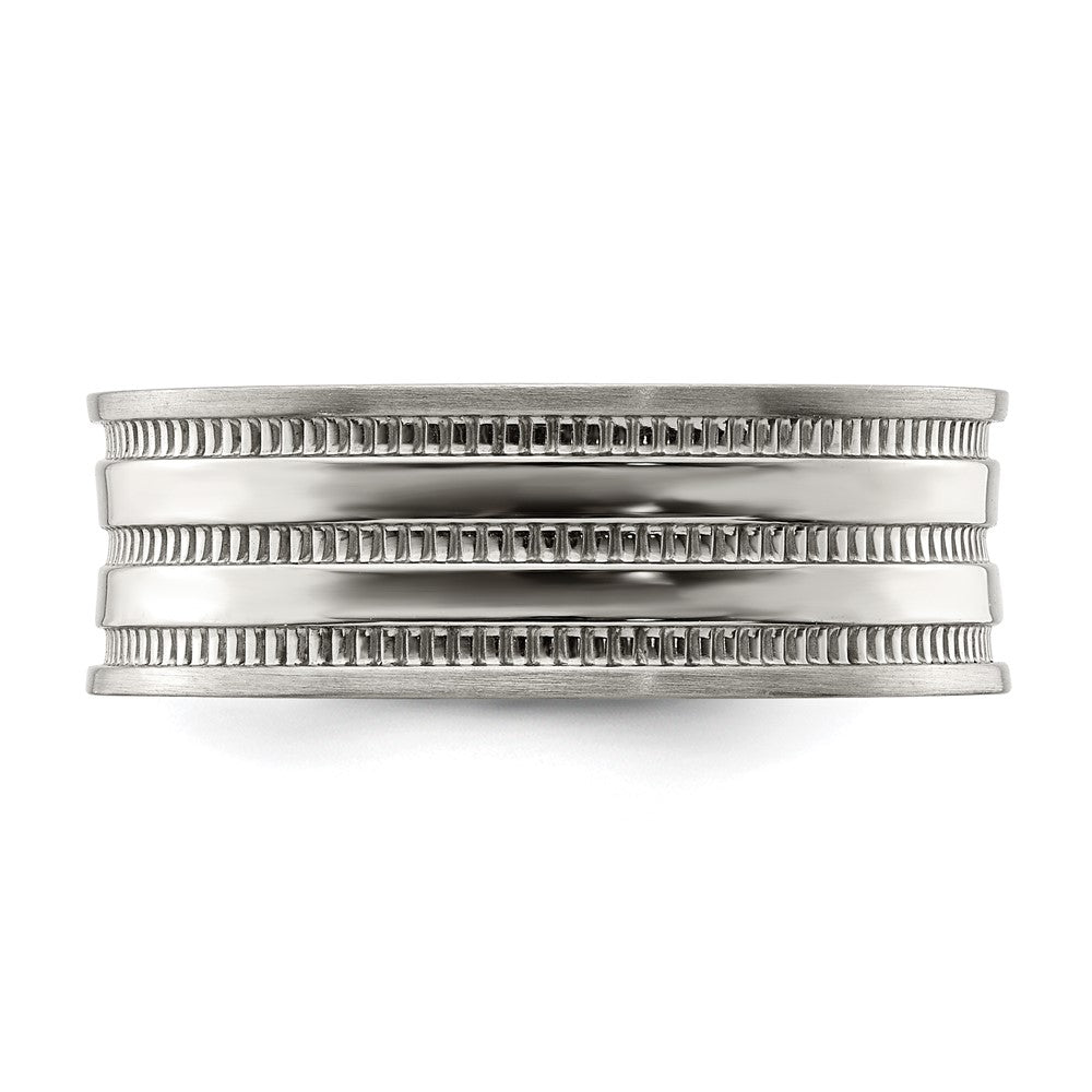 Chisel Stainless Steel Polished and Beaded 7mm Band