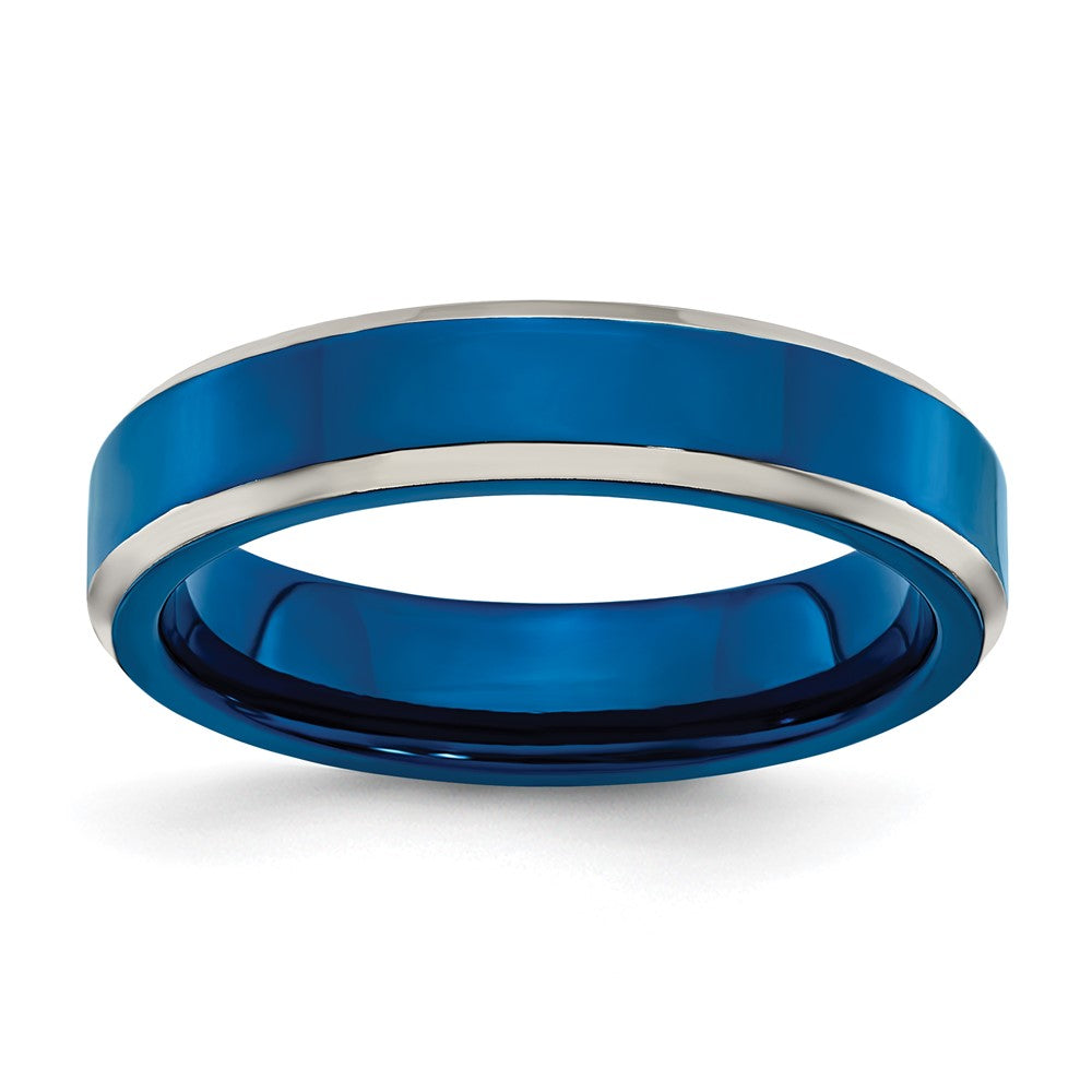 Chisel Stainless Steel Polished Blue IP-plated 5mm Band