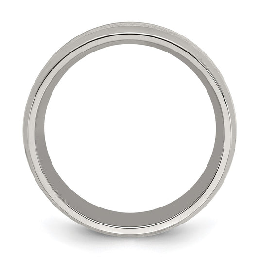 Chisel Stainless Steel Polished Glitter Paper Inlay Center 8mm Band