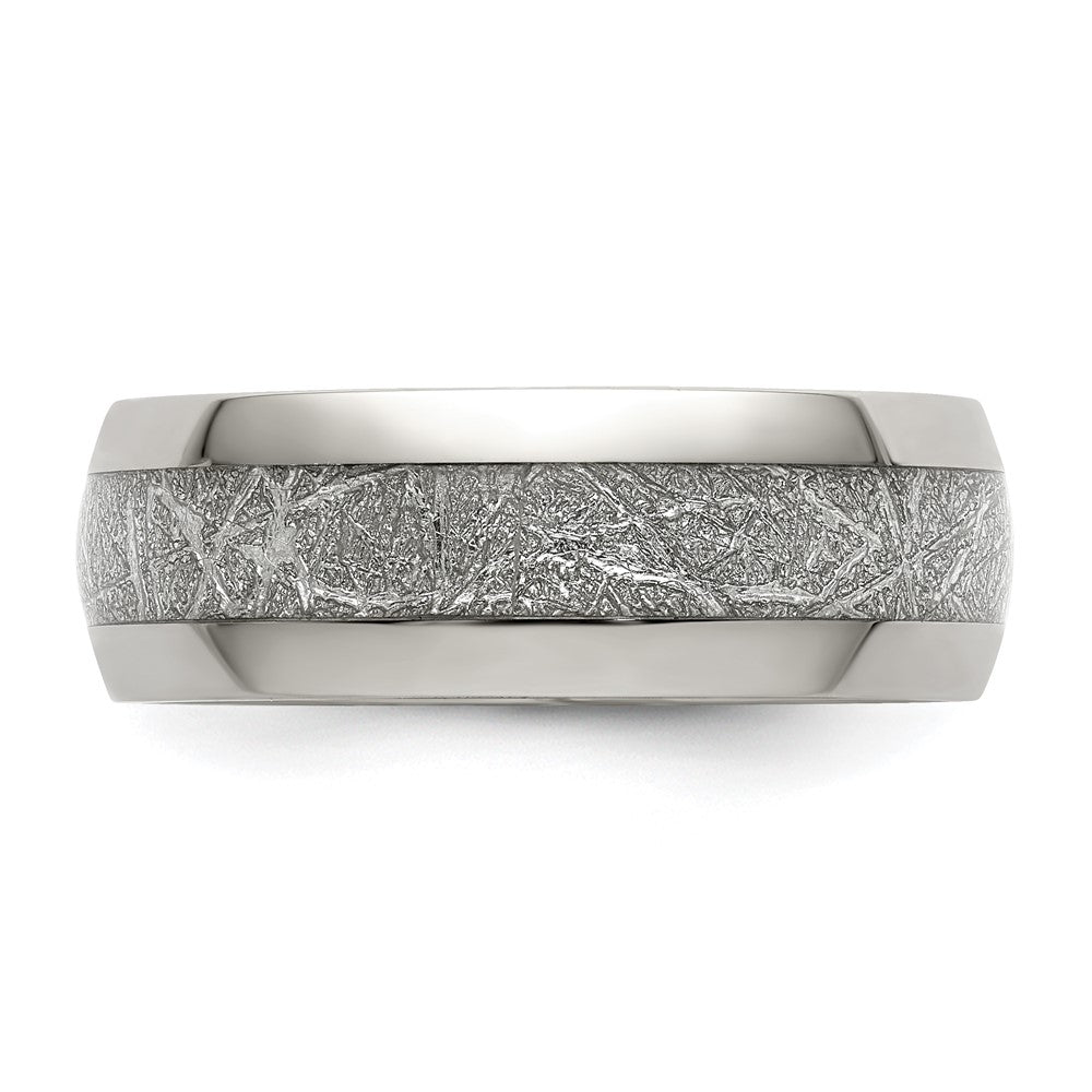 Chisel Stainless Steel Polished Glitter Paper Inlay Center 8mm Band