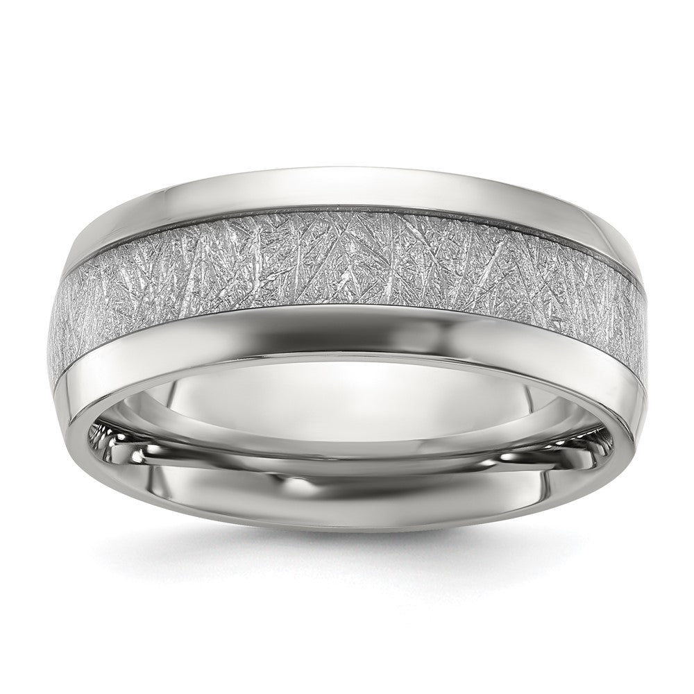 Chisel Stainless Steel Polished Glitter Paper Inlay Center 8mm Band