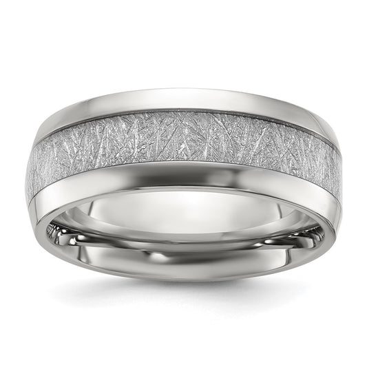 Chisel Stainless Steel Polished Glitter Paper Inlay Center 8mm Band