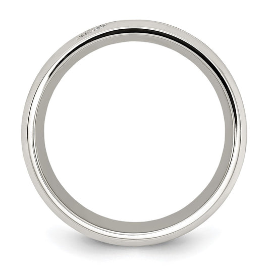 Chisel Stainless Steel Polsihed with Gray Carbon Fiber Inlay and CZ 8mm Band