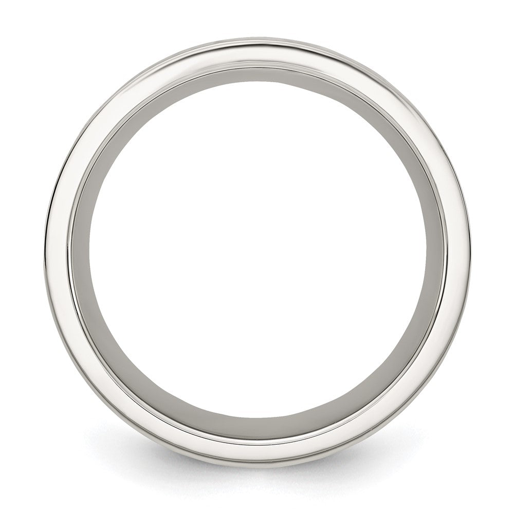 Chisel Stainless Steel Polished with Wood Inlay Deer Design 8mm Band