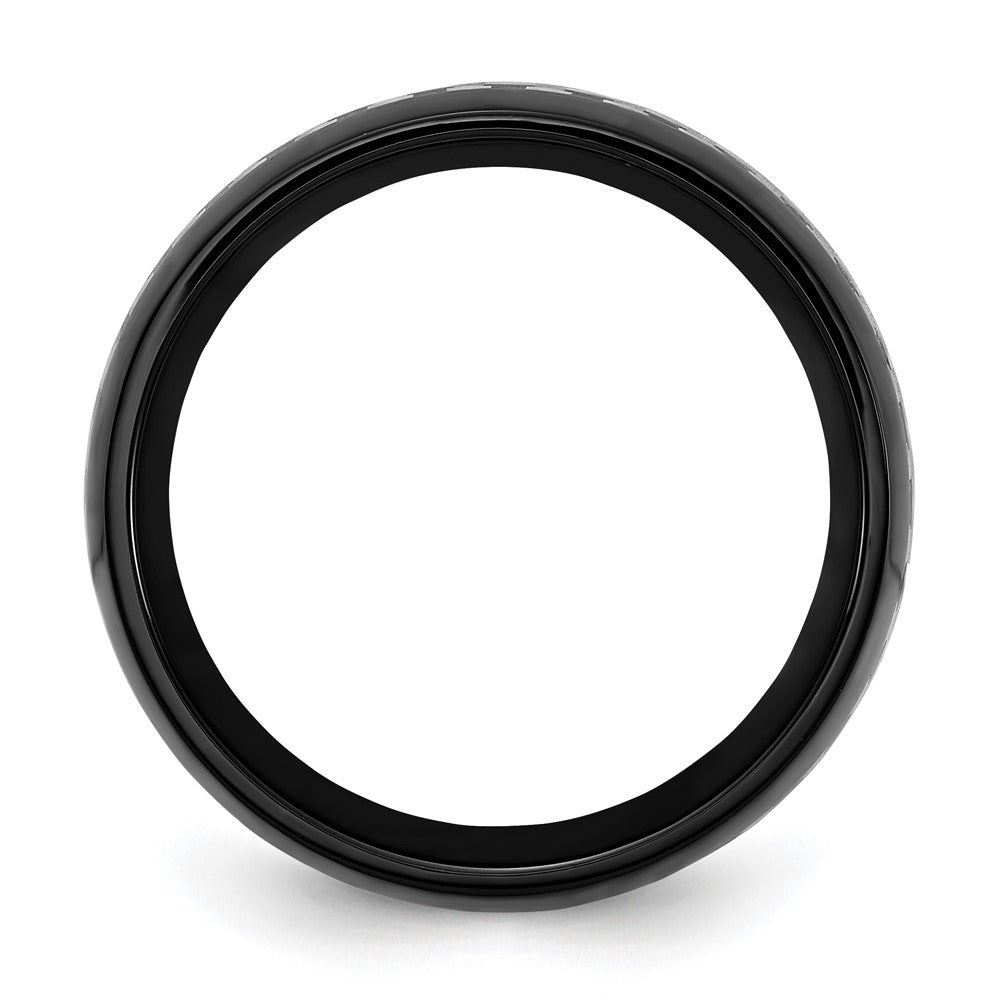 Chisel Stainless Steel Polished Black IP-plated with Carbon Fiber Inlay 8mm Band