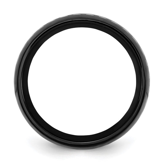 Chisel Stainless Steel Polished Black IP-plated with Carbon Fiber Inlay 8mm Band