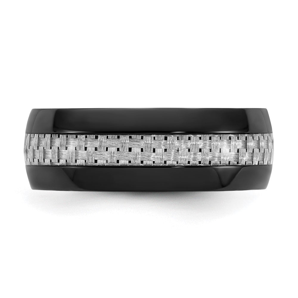 Chisel Stainless Steel Polished Black IP-plated with Carbon Fiber Inlay 8mm Band