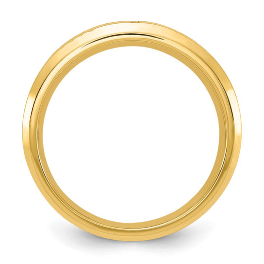 Chisel Stainless Steel Brushed and Polished Yellow IP-plated Diamond-cut Cross 8mm Tapered Band