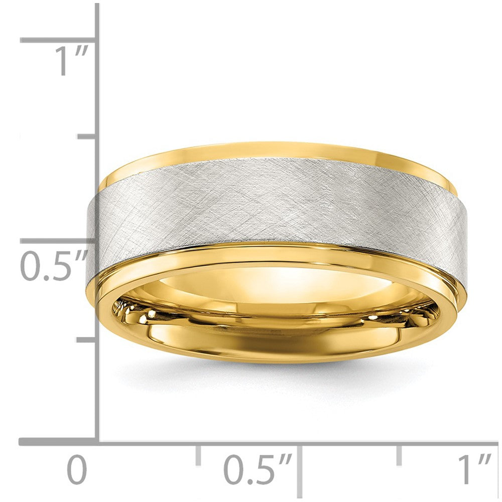 Chisel Stainless Steel Polished Yellow IP-plated with Brushed Center 8mm Band