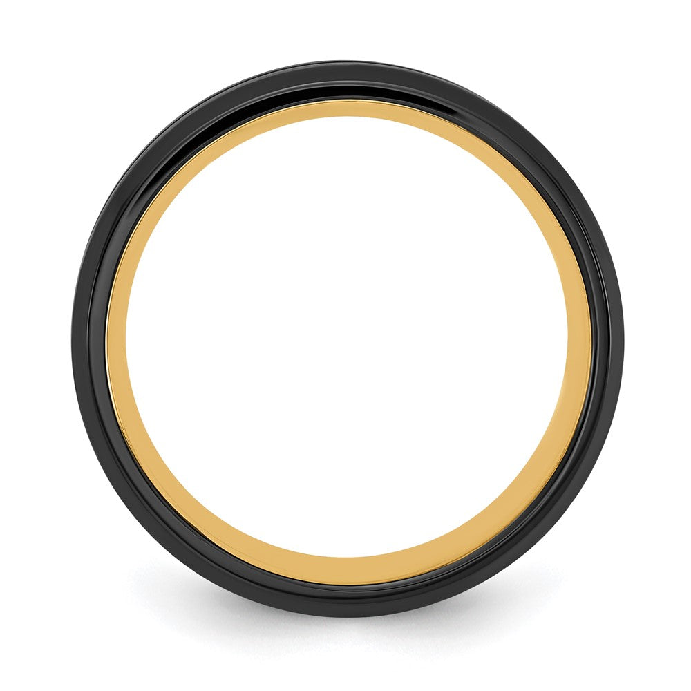 Chisel Stainless Steel Brushed and Polished Black and Yellow IP-plated 8mm Band