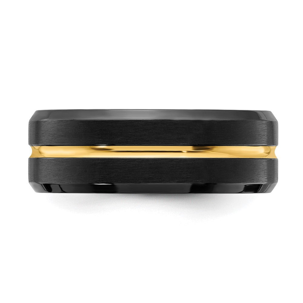 Chisel Stainless Steel Brushed and Polished Black and Yellow IP-plated 8mm Band