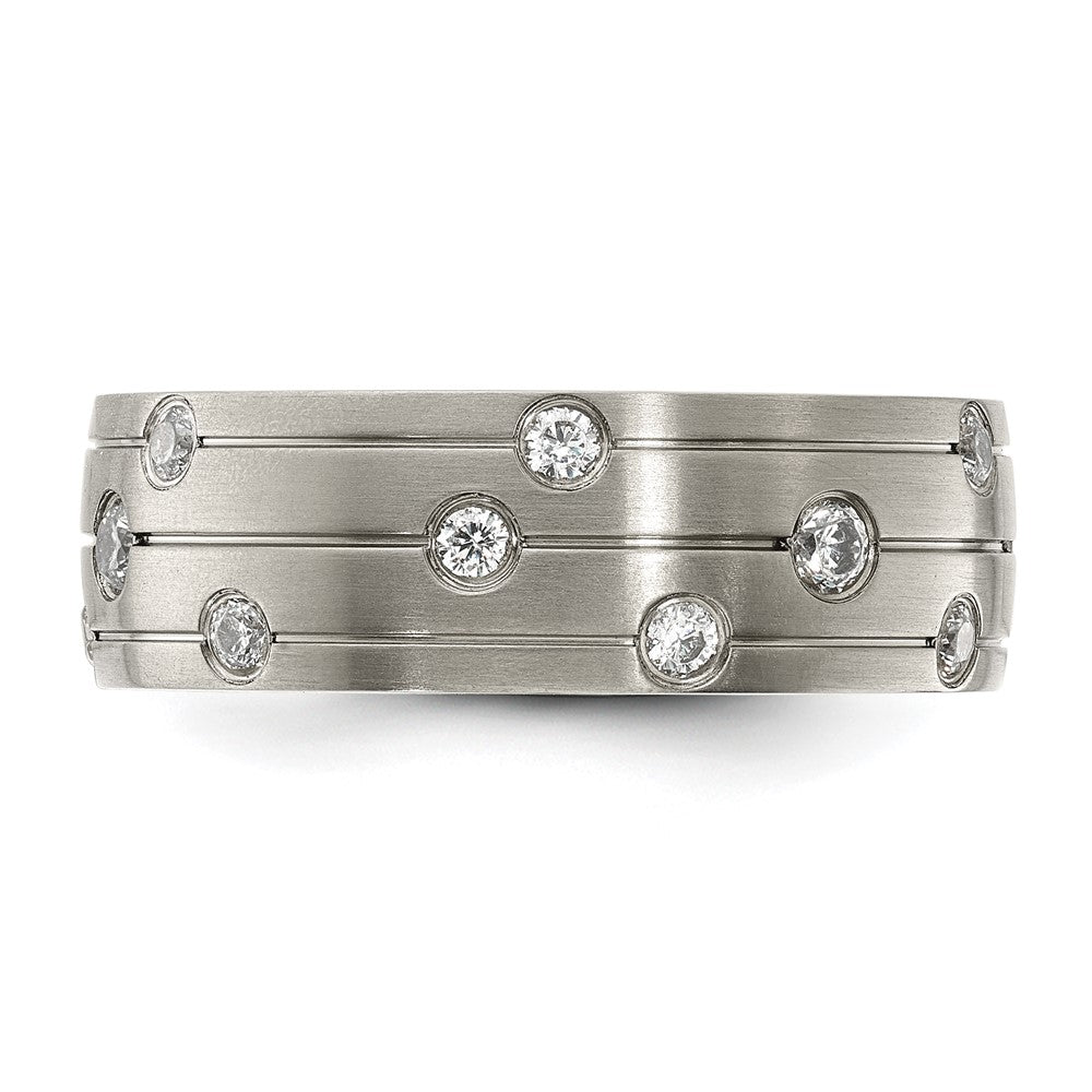 Chisel Stainless Steel Brushed with CZ 8.00mm Band