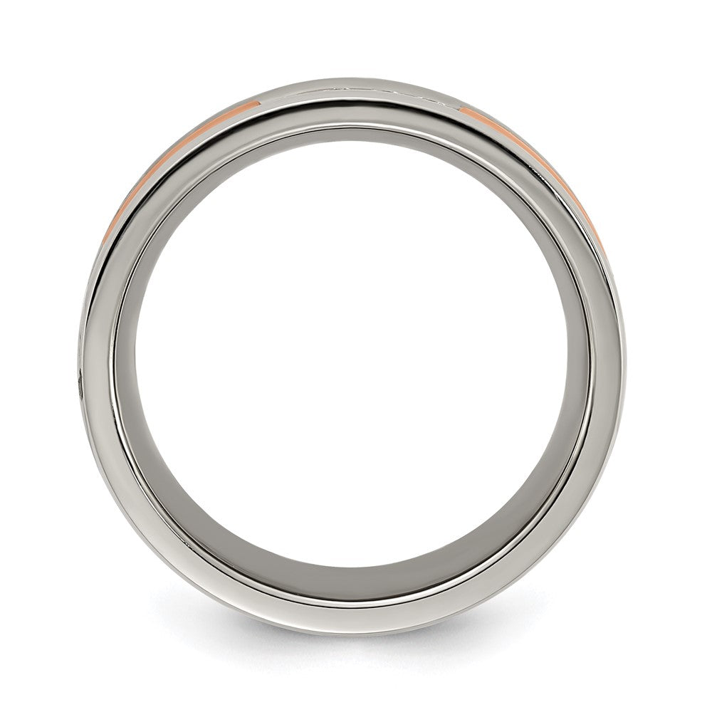 Chisel Stainless Steel Polished Rose IP-plated with CZ 7.00mm Band