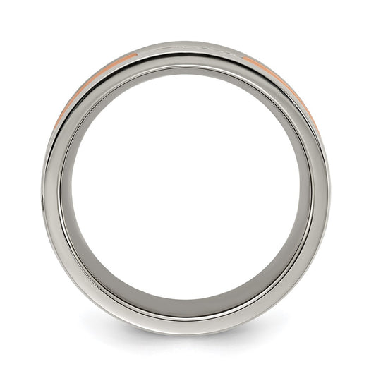 Chisel Stainless Steel Polished Rose IP-plated with CZ 7.00mm Band