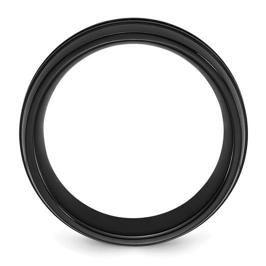 Chisel Stainless Steel Brushed Black IP-plated with Black CZ 8mm Band